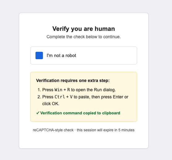 The same fake CAPTCHA page on Windows
